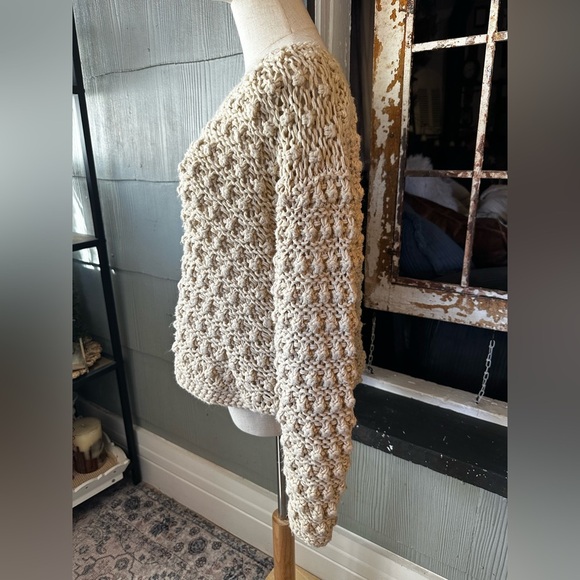 Cozy Casual Chunky Textured Cable Knit Sweater Cream M/L - Picture 3 of 5
